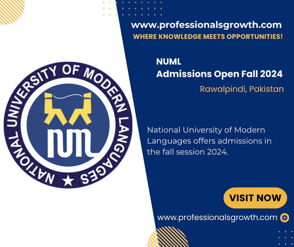 NUML (National University of Modern Languages), Rawalpindi – Admission Open Fall 2024