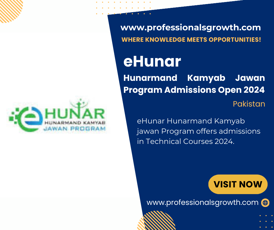 eHunar – Hunarmand kamyab Jawan Program – Admissions Open in New Batch Courses 2024 – Free training